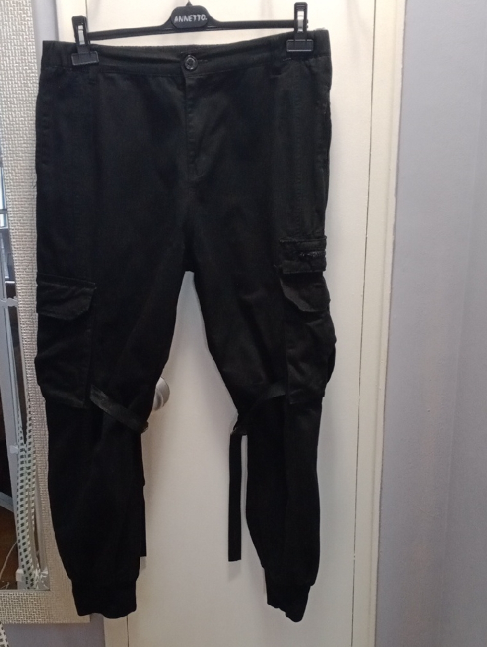 Men's Black Cargo Pants with Utility Pockets